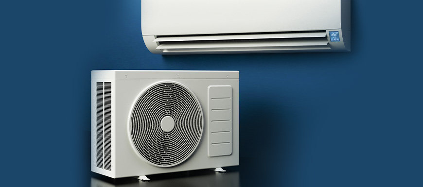 2 different AC units on a blue background
